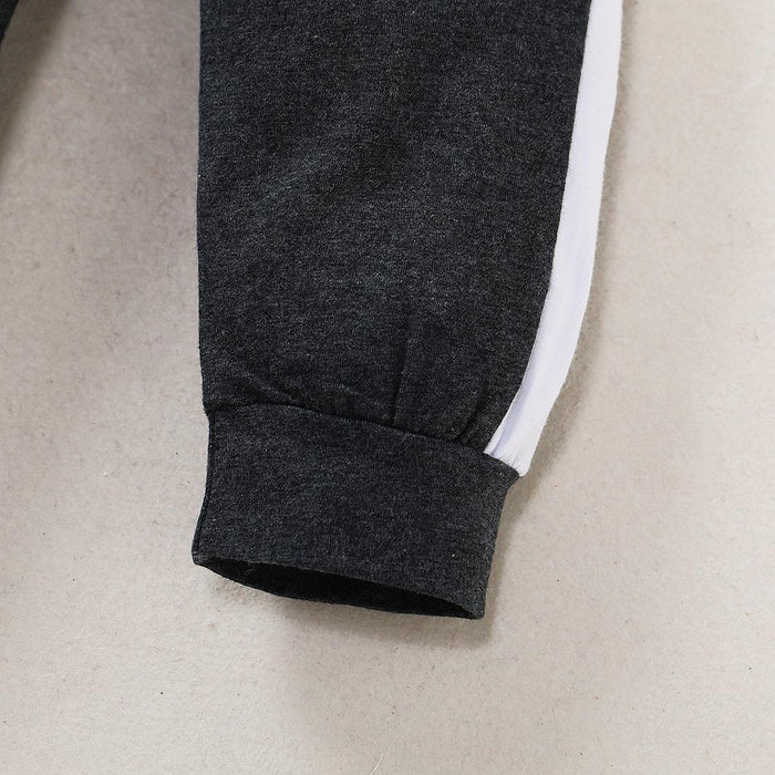 18M-5Y Kid fashion Boys Clothes MR STEAL Letter Print Dark Grey Crew Neck Long Sleeve 2PCS Catpapa WL20061048-3