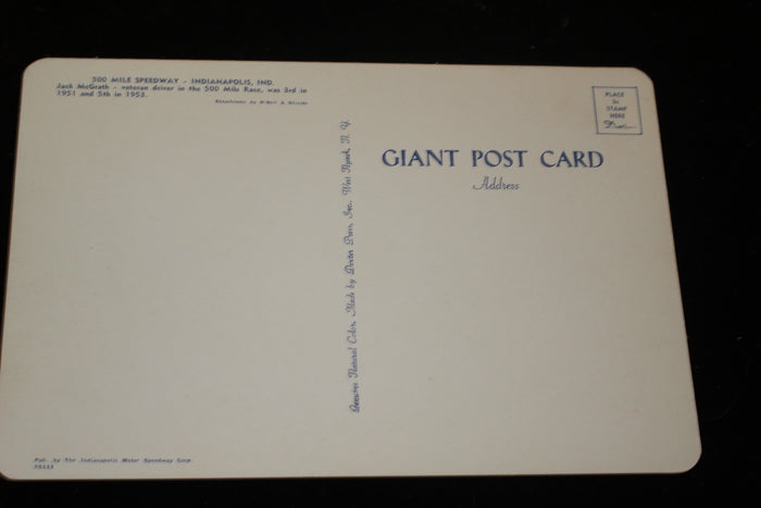 1954 Jack McGrath Indy 500 6x9 Postcard - Vintage Indy Sports