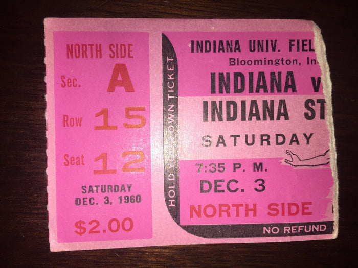 1960 Indiana University vs Indiana State Basketball Ticket Stub, 1st Game in Fieldhouse - Vintage Indy Sports