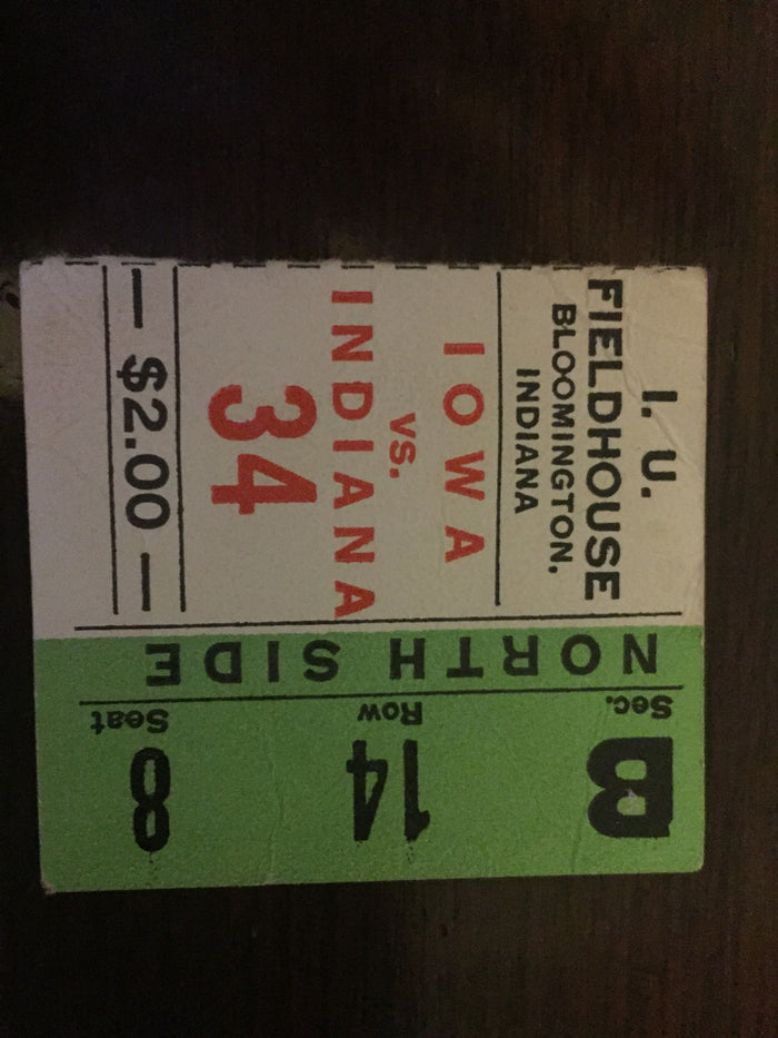 1967 Iowa vs Indiana Basketball Ticket Stub - Vintage Indy Sports
