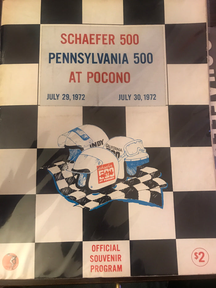 1972 Schaefer 500 Pennsylvania 500 at Pocono Indy Car Program - Vintage Indy Sports
