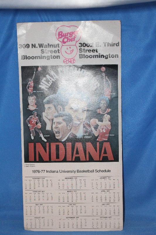 1976-77 Indiana University Burger Chef Basketball Schedule - Vintage Indy Sports
