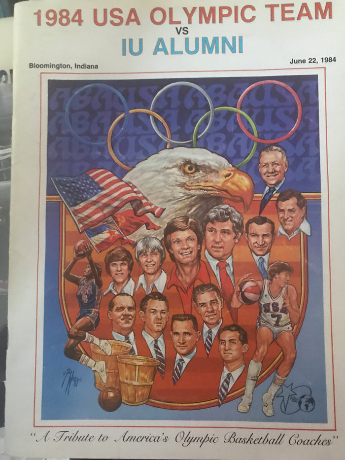 1984 USA Olympic Vs Indiana University Alumni Basketball Program, Michael Jordan - Vintage Indy Sports