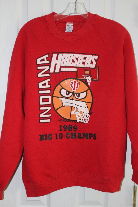 1989 Indiana University Basketball Big 10 Champions Sweatshirt Size Large - Vintage Indy Sports