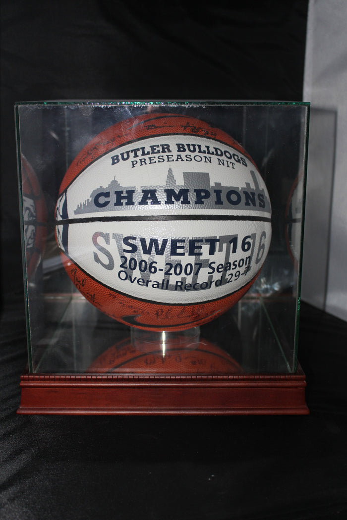2006-07 Butler University Autographed Basketball w/ Display Case - Vintage Indy Sports