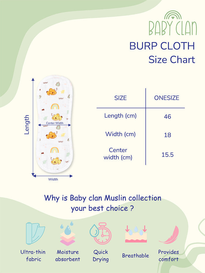 Babyclan Muslin Burp Cloth – Pack of 2 | Soft, Absorbent & Gentle for Newborns
