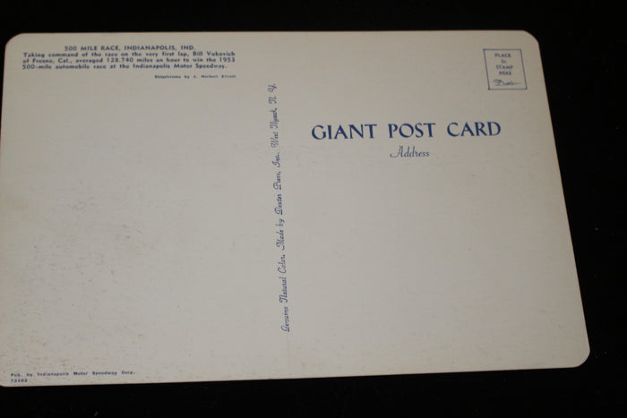 Bill Vukovich 1953 Indy 500 6x9 Postcard - Vintage Indy Sports