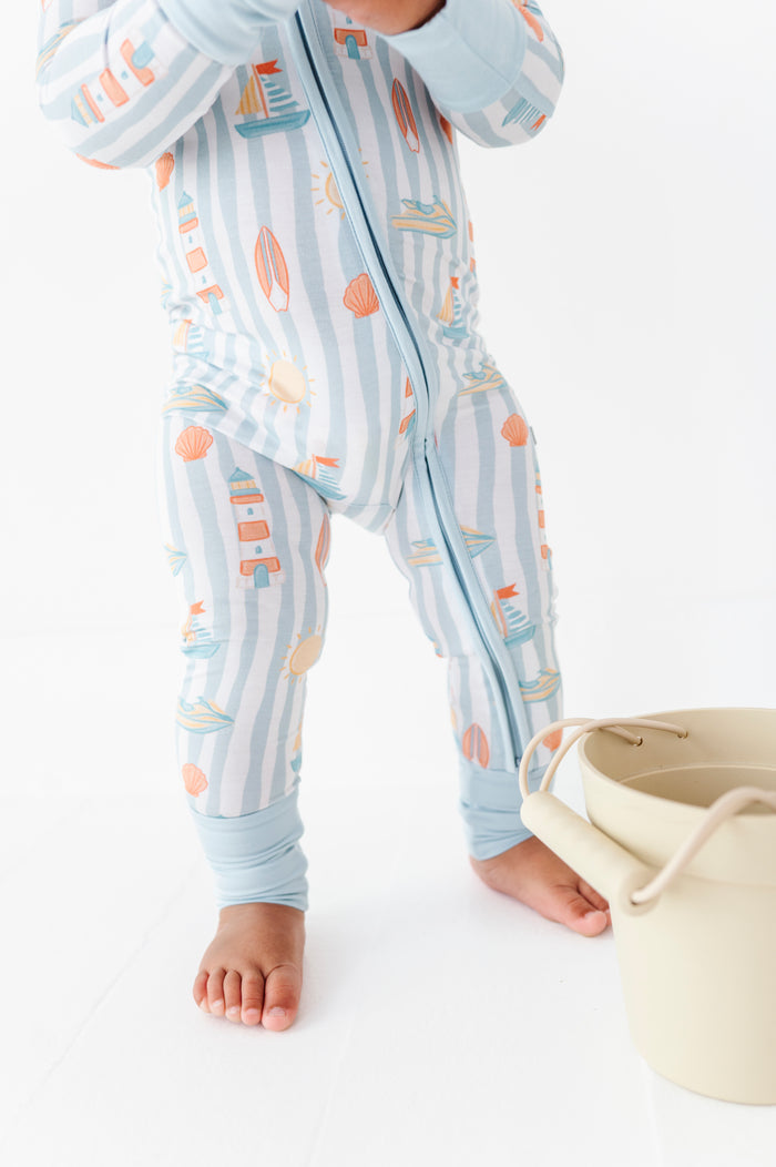 Boardwalk Buddies Blue Convertible Baby Footies Durable