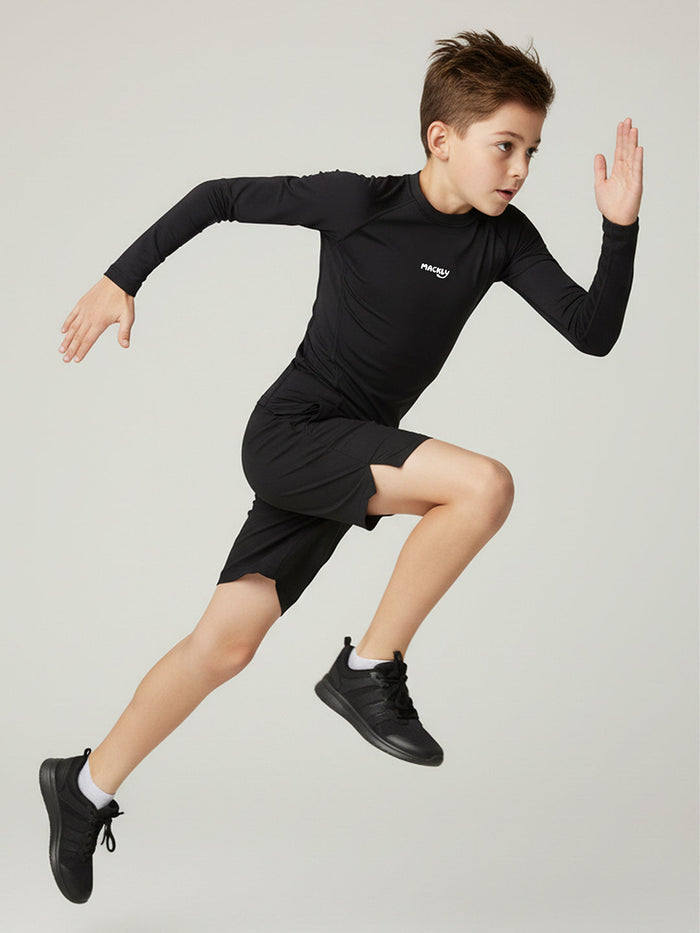 BOYS POWERPLAY COMPRESSION TEE - BLACK