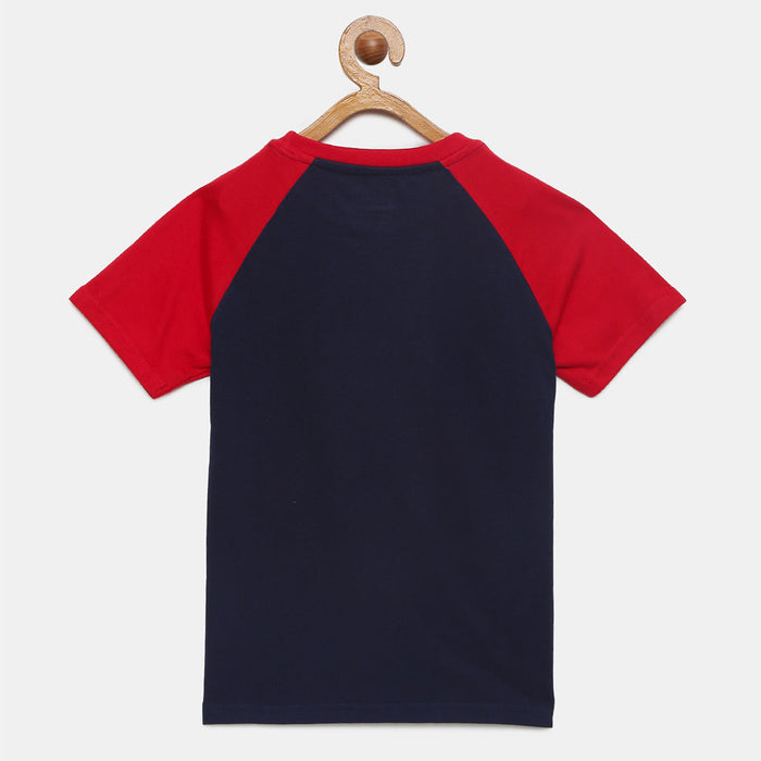 Boys Raglan Sleeve Printed Cotton T-Shirt
