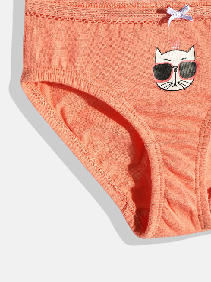 Buy Cat Printed Kid's Brief for Girls orange