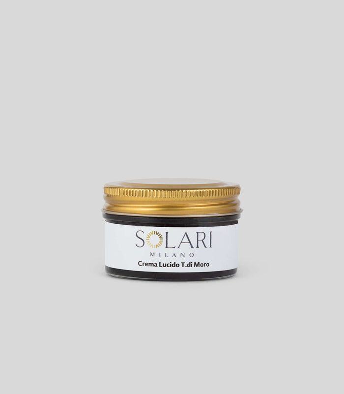 Brown eco-polish cream by Solari Milano, vegan shoe polish for premium leather-free shoes, made in Italy