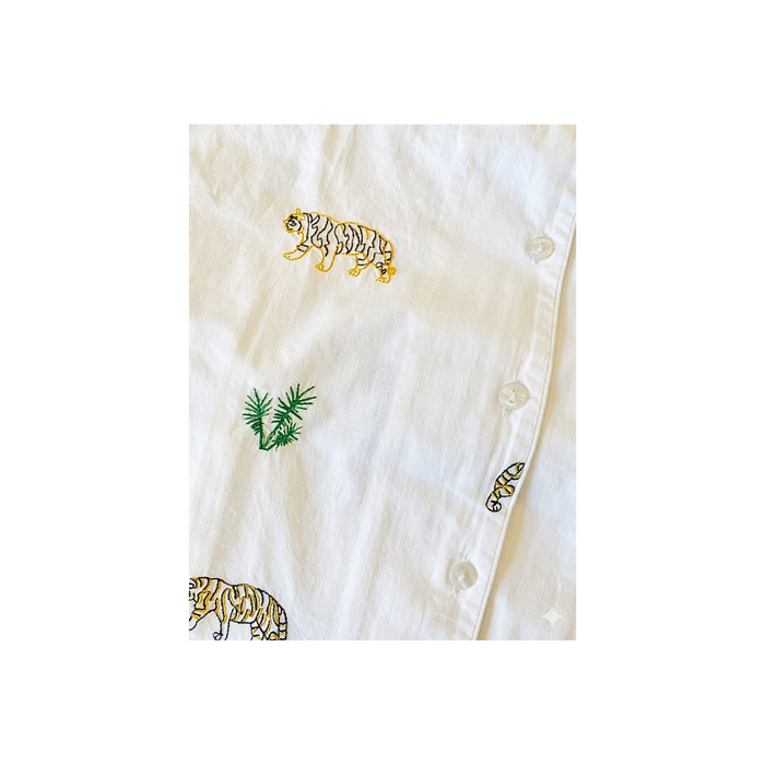 Forest Tiger (X-Large) Cotton PJ Set With Embroidery, Long sleeve shirt + pants