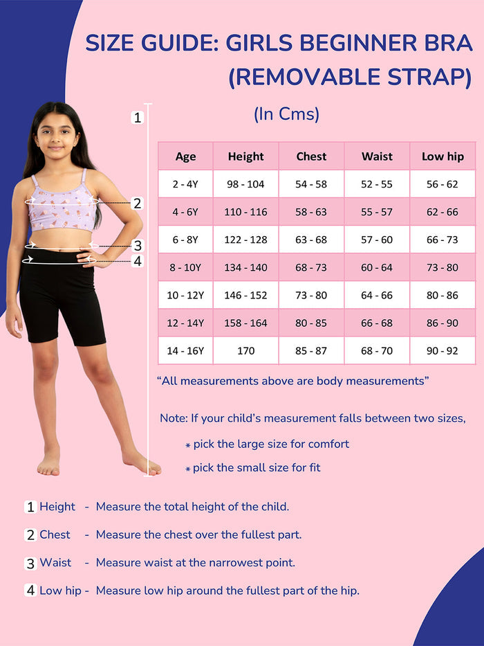 Girls Beginner Bra with Removable Straps, Pack of 2