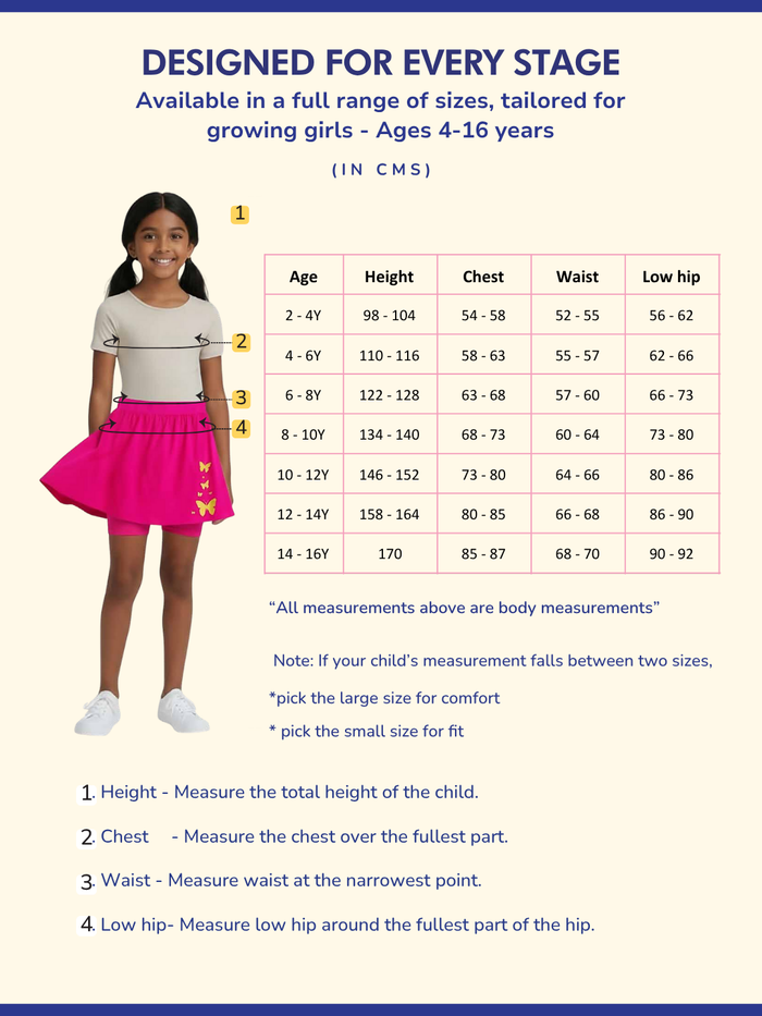 Girls Everyday Skort Skirt | 3-in-1 Skirt with Built-in Shorts & Gusset
