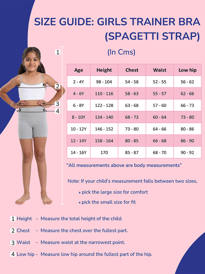 Girls Spaghetti Strap Trainer Bra, Pack of 3 | Non-Padded