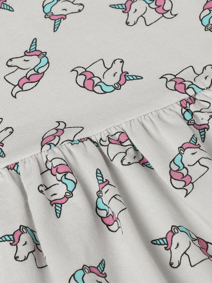 Girls Unicorn Printed Cotton dress(2-4 years)