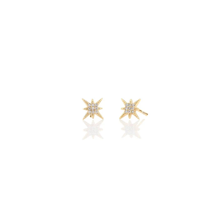 Kris Nations – Starburst Crystal Stud Earrings in 18K Gold Vermeil