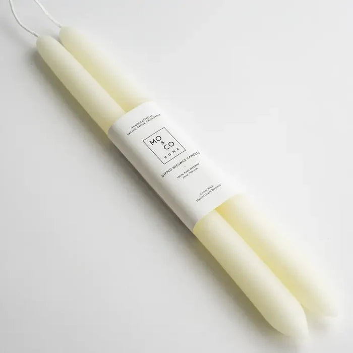 Mo&Co Home - Dipped Beeswax Candles in Natural White