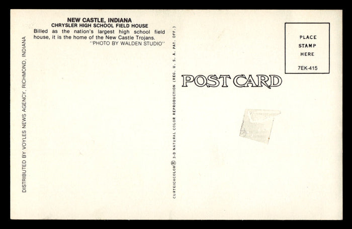 New Castle, Indiana High School Chrysler Fieldhouse Postcard