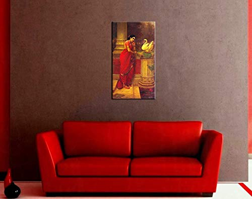 Tallenge - Raja Ravi Varma - Hamsa Damayanti - X Large Canvas Roll (Canvas,20 x 36 inches, MultiColour)