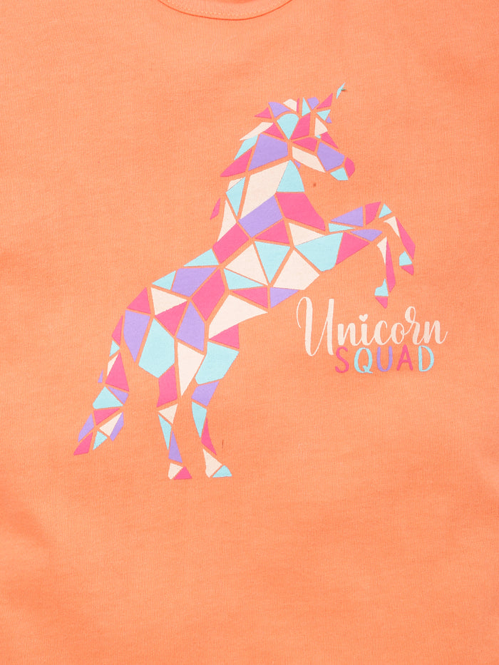 Unicorn Girls Printed Cotton T-Shirt
