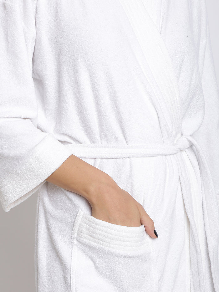 Unisex Soft Knee-Length Bathrobe with Belt, Comfortable Loungewear