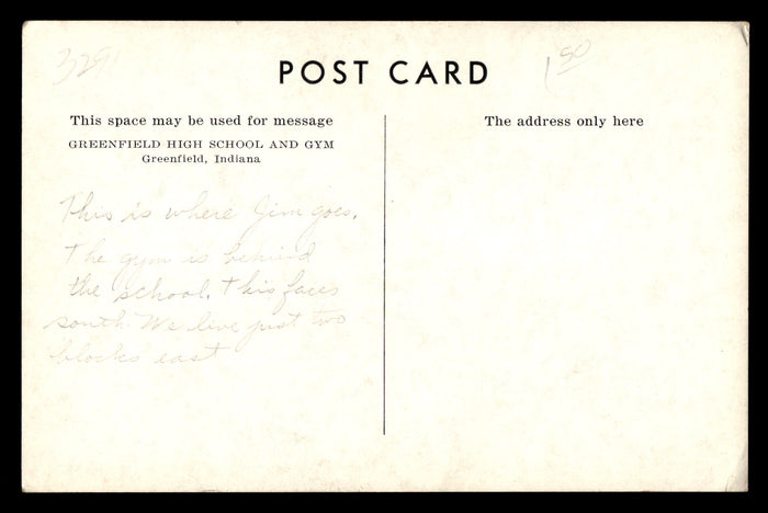 Vintage Greenfield, Indiana HS Gymnasium Postcard