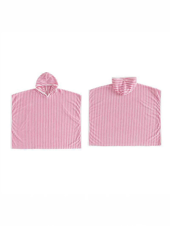 Wholesale 1-6Y Kids Striped Hooded Cape Coat, Unisex Soft Knit Casual Poncho Outerwear