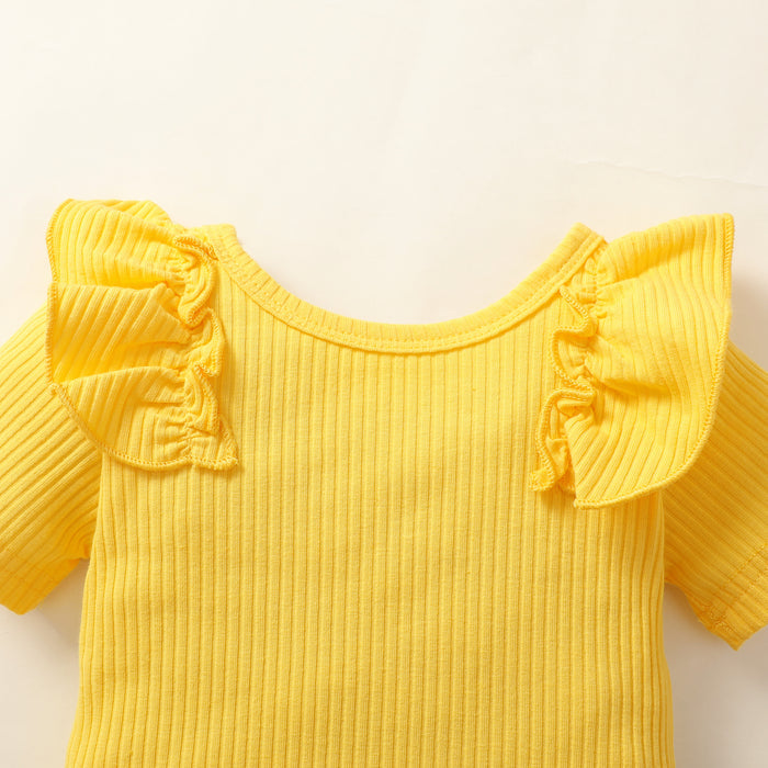 【WILD LIKE MY CURLS】baby girl summer clothes baby girl yellow romper and sunflower pant set YW2012026