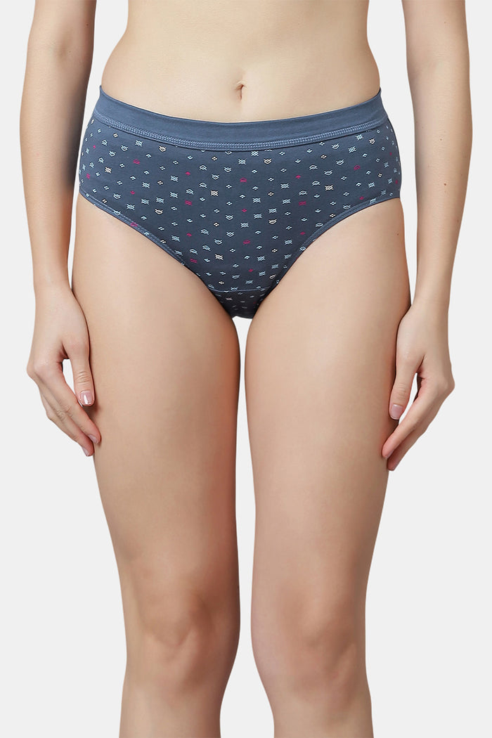 Women’s Ribbed Waist Cotton Panties – Soft & Breathable Printed Briefs for Everyday Comfort (Pack of 3)