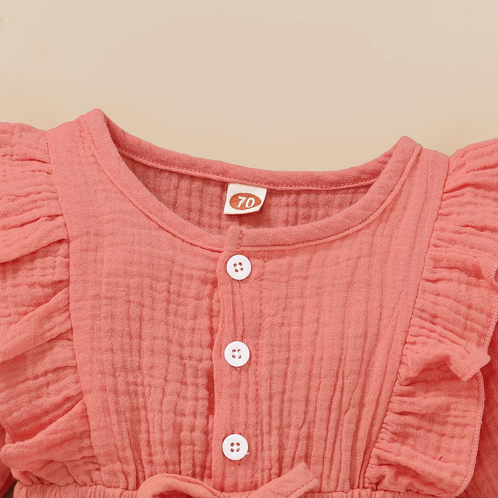 0-18M Baby Girls Clothes Baby Long Sleeve Jumpsuit Pink Romper Wholesale Baby Clothes Catpapa YMX2007114-2