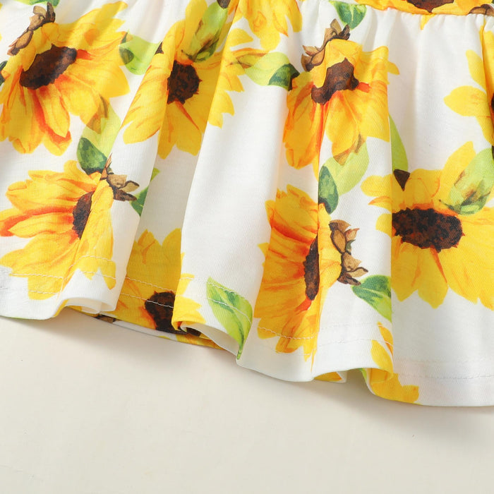 12M-4Y Baby Outfits Baby Girl Sunflowers T-Shirt Short Jeans 2PCS Catpapa YMX2003015