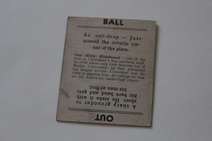 1936 Goudey Oral Hildebrand Baseball Card - Vintage Indy Sports
