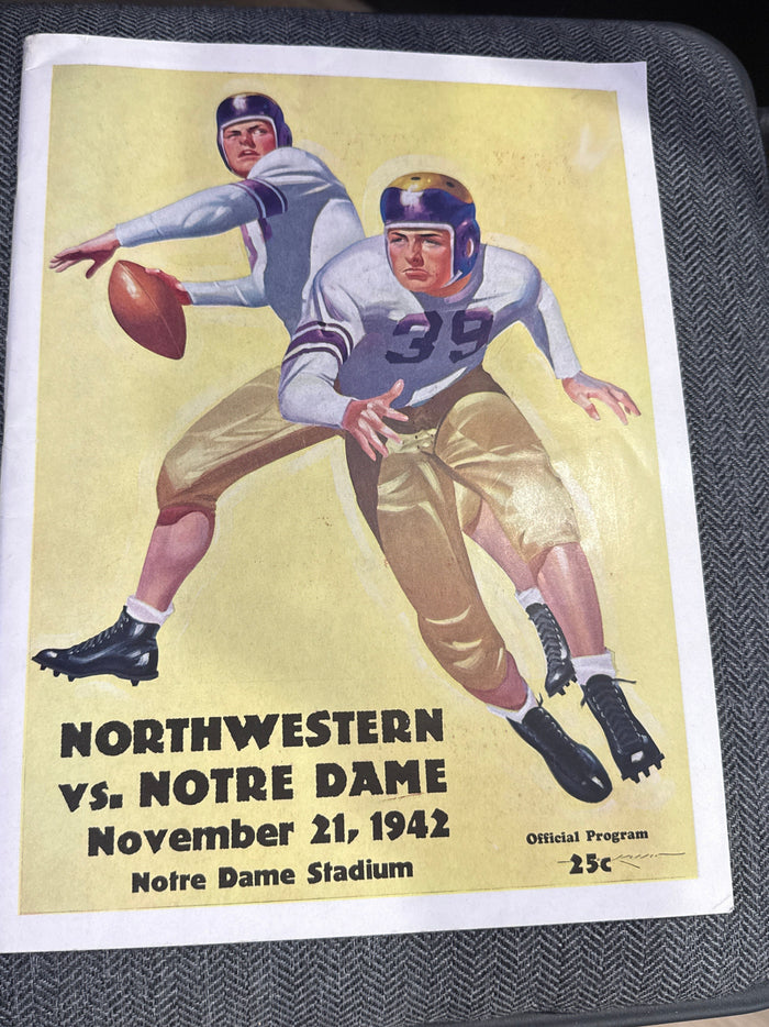 1942 Northwestern vs Notre Dame Football Program
