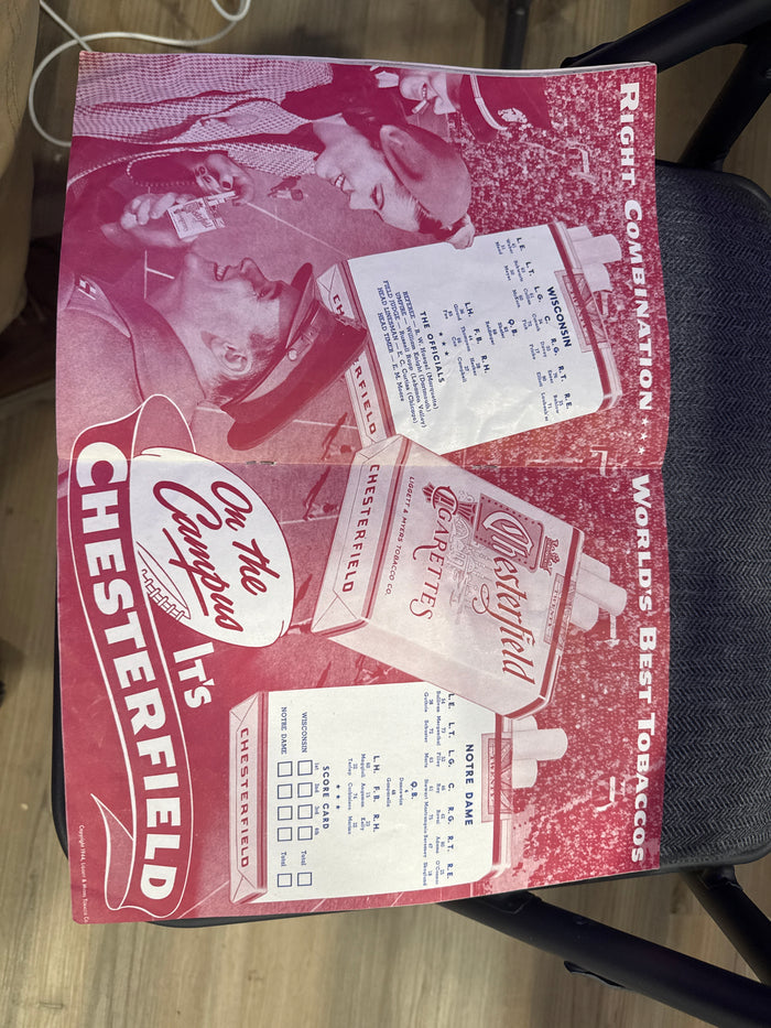 1942 Wisconsin vs Notre Dame Football Program