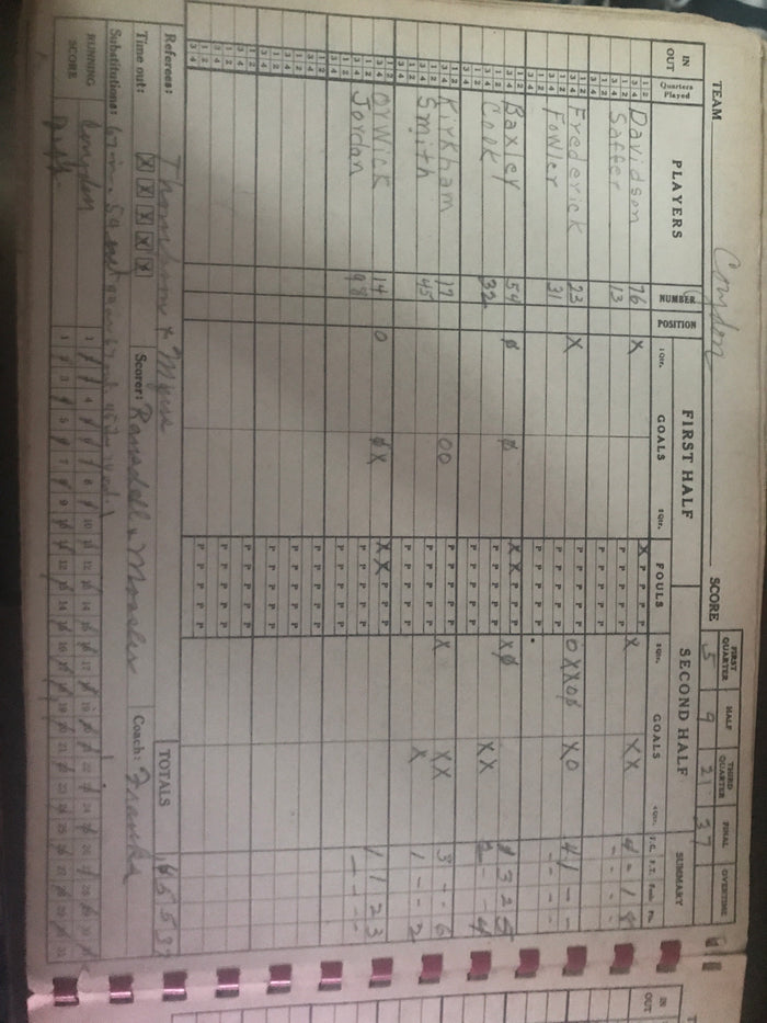 1944 Corydon, Indiana High School Basketball Score Book - Vintage Indy Sports