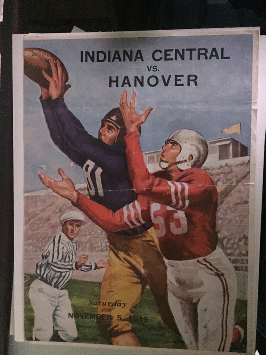1949 Indiana Central vs Hanover College Football Program - Vintage Indy Sports