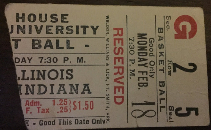1952 Illinois vs Indiana College Basketball Ticket Stub - Vintage Indy Sports