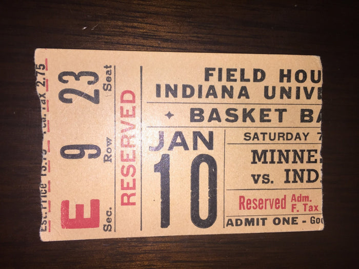1953 Indiana vs Minnesota Basketball Ticket Stub - Vintage Indy Sports
