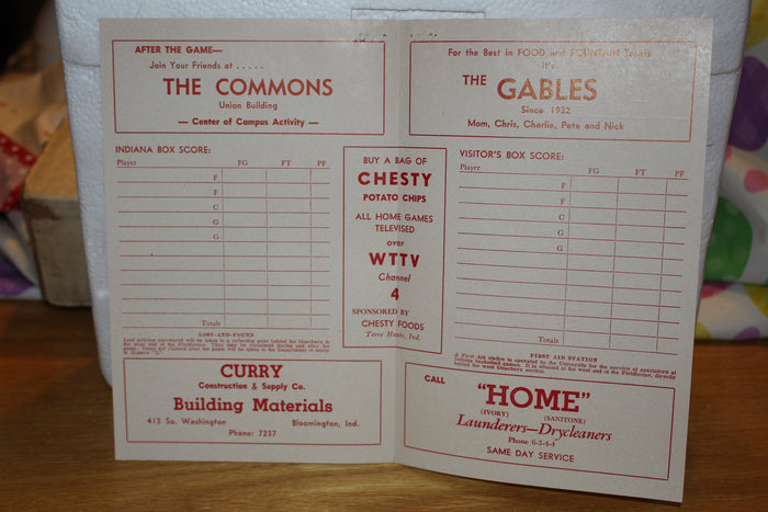 1955 Indiana University vs Kansas State Basketball Program - Vintage Indy Sports