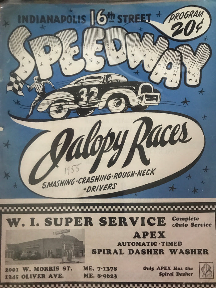 1955 Indianapolis 16th St. Speedway Jalopy Races Program - Vintage Indy Sports