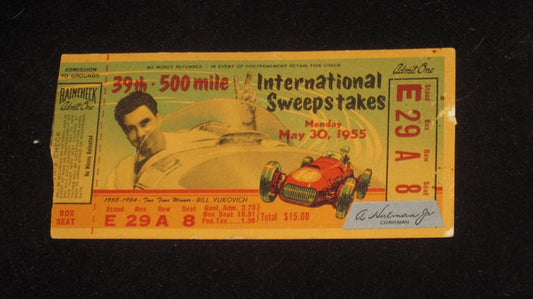 1955 Indy 500 Ticket Stub - Vintage Indy Sports