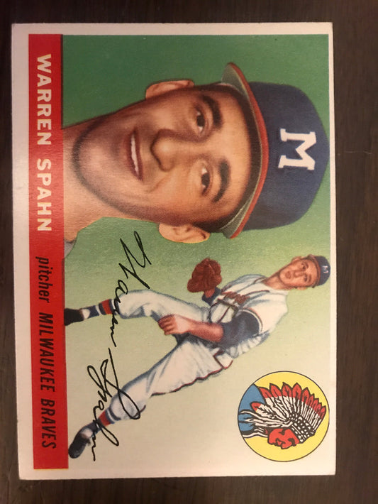 1955 Topps Warren Spahn Baseball Card #31 - Vintage Indy Sports