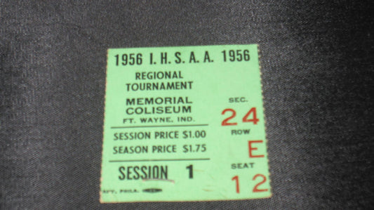 1956 Ft. Wayne, Indiana High School Basketball Regional Ticket Stub - Vintage Indy Sports
