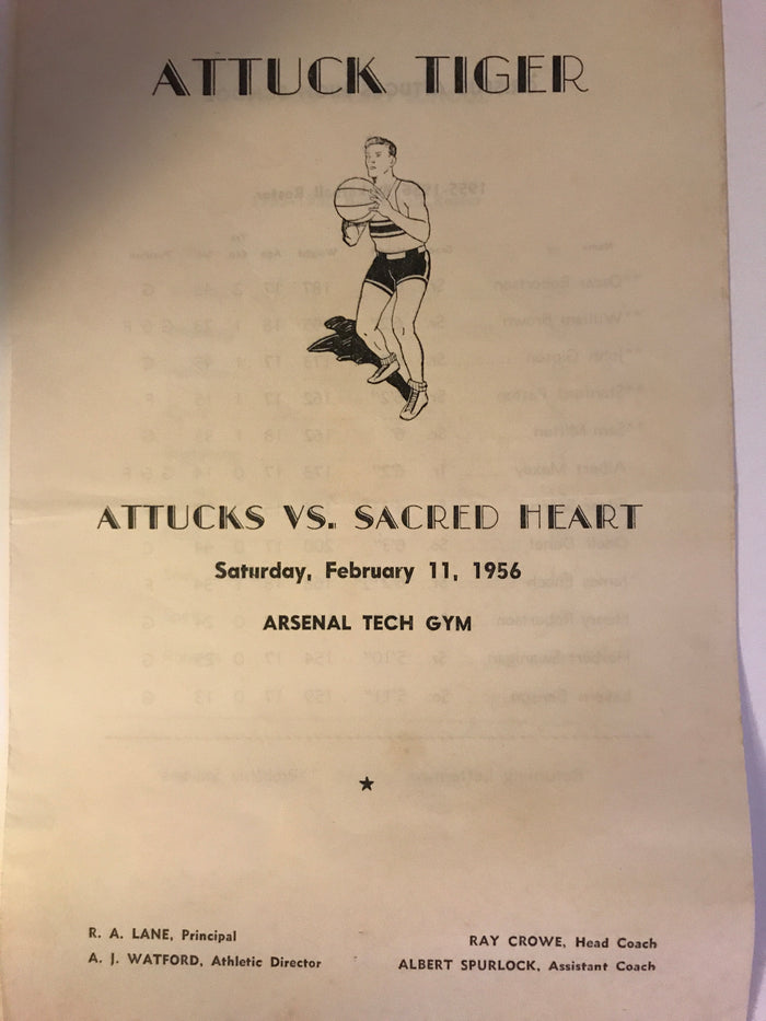 1956 Indianapolis Crispus Attucks vs Sacred Heart Basketball Program, Oscar Robertson - Vintage Indy Sports