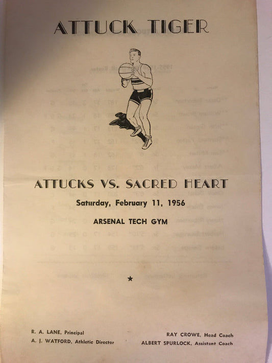 1956 Indianapolis Crispus Attucks vs Sacred Heart Basketball Program, Oscar Robertson - Vintage Indy Sports