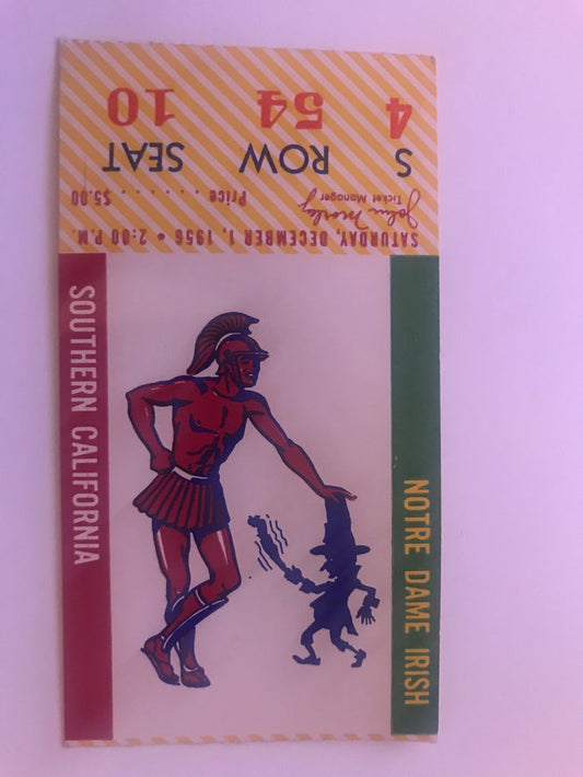 1956 USC Vs Notre Dame Ticket Stub - Vintage Indy Sports
