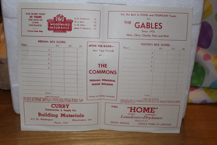 1957 Indiana University vs Oregon State Basketball Program - Vintage Indy Sports