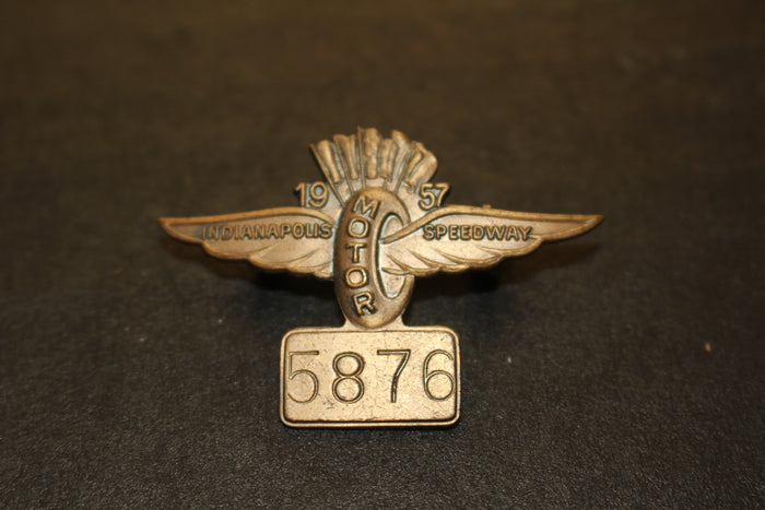 1957 Indianapolis 500 Bronze Pit Badge #5876 - Vintage Indy Sports